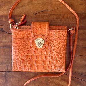 Brahmin Mojito Crossbody Bag Solar Orange Melbourne Leather Croc Embossed